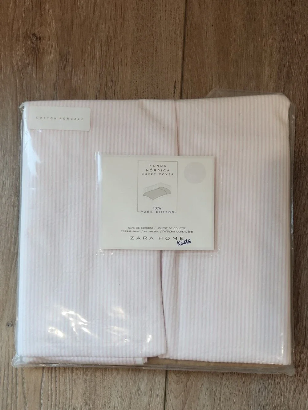 Zara Home Kids Pink and White Cotton Percale Crib Duvet Cover And Flat Sheet NWT